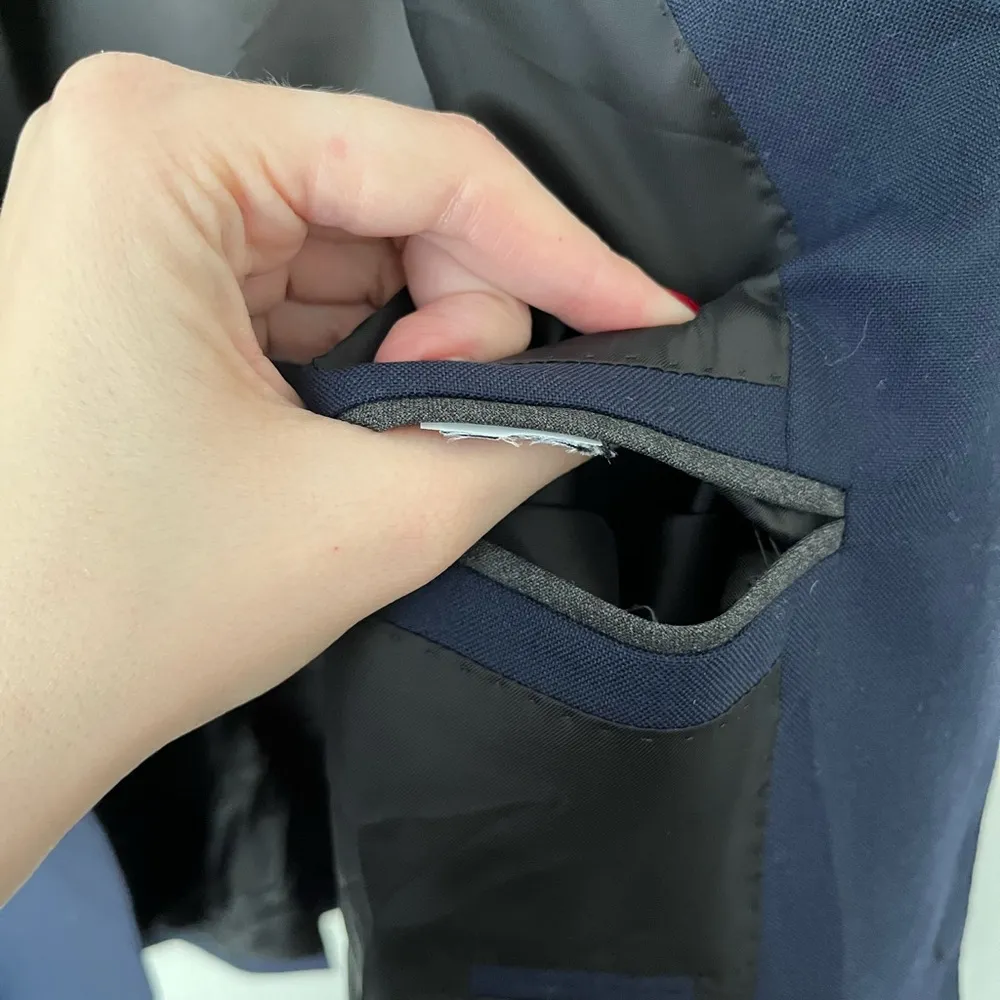 J. Crew 1035 VITALE BARBERIS CANONICO Wool Blend Blazer Navy Blue Size 6 - Image 8