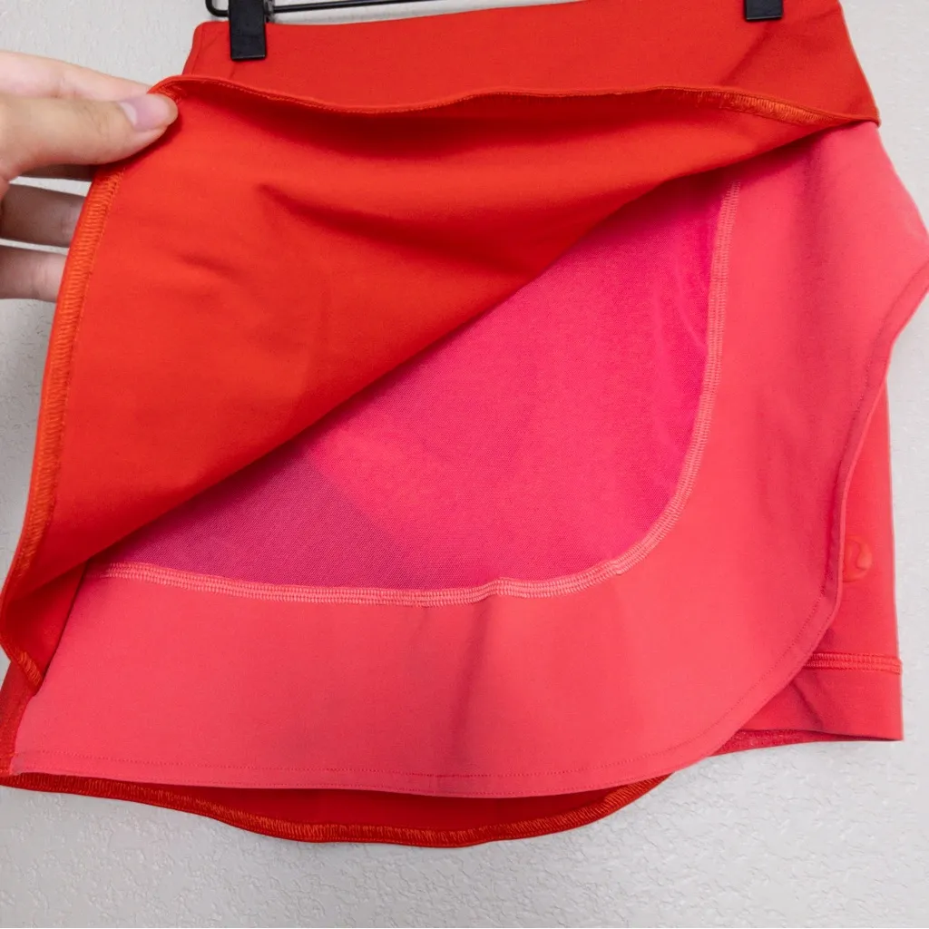 Lululemon Asymmetrical Layered High Rise Tennis Skirt 2 Hot Heat Red Pink Shorts - Image 11