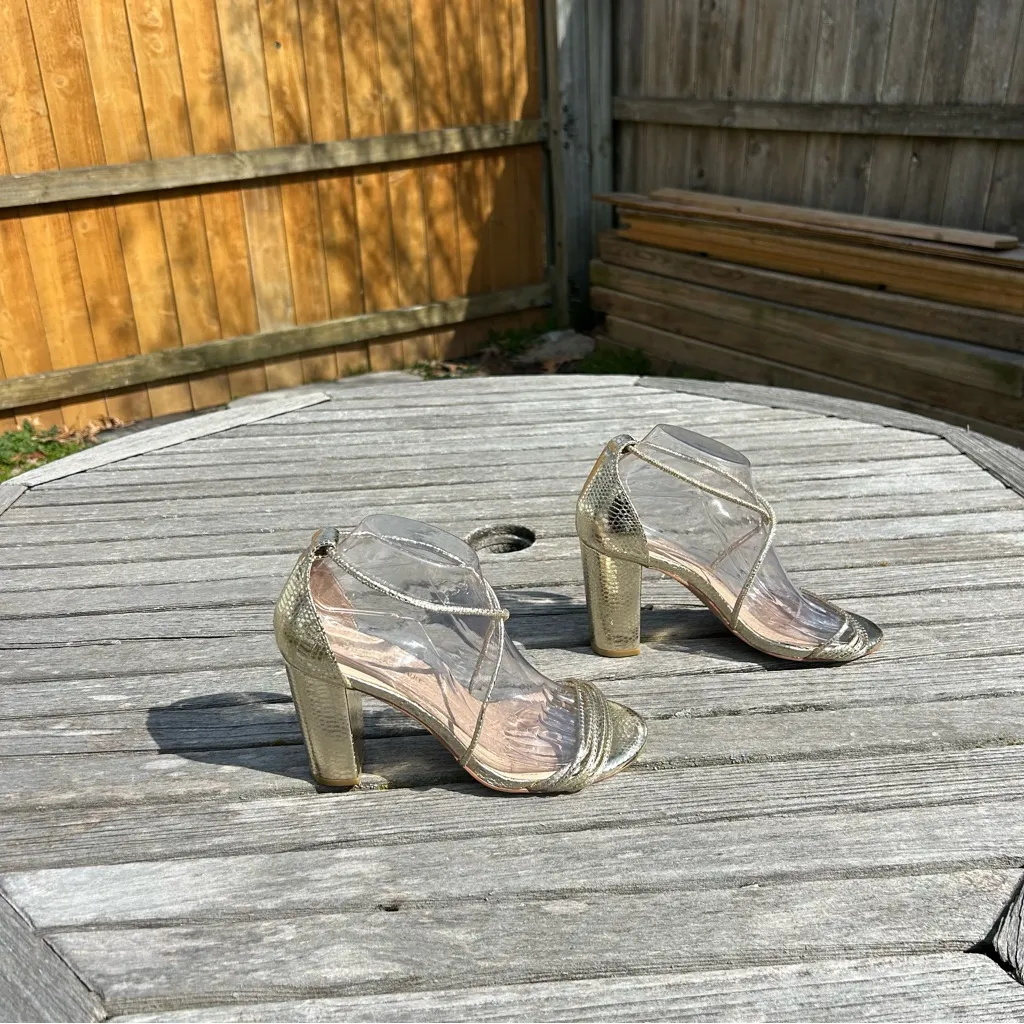 Fashion to Fiqure Belinda‎ Gold Metallic Dress heel sandals women 8 - Image 2