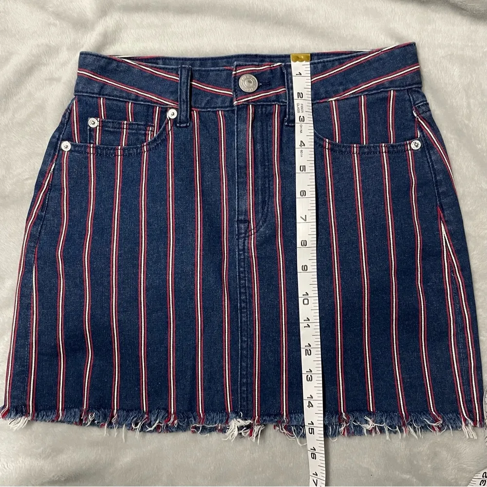 American Eagle Patriotic Americans Striped High Waisted Denim Mini Skirt 2 - Image 5