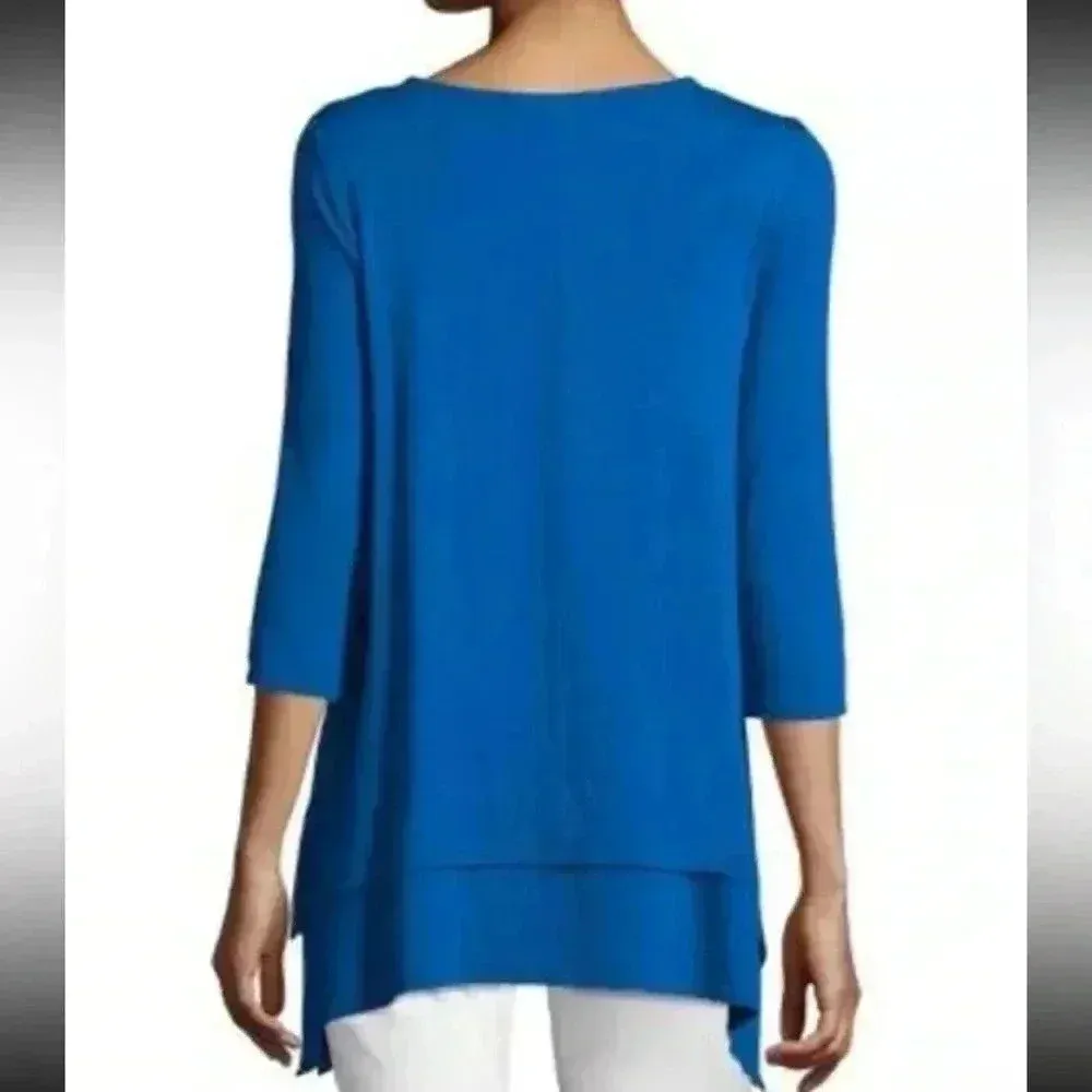 Eileen Fisher Lightweight Viscose Jersey Jewel Neck Tunic, Catalina, SP - Image 3