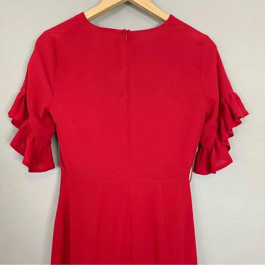 Privacy Please Revolve Dress Red Lobster Maxi XS Ruffle Sleeve Gown‎ NO BELT - Image 12