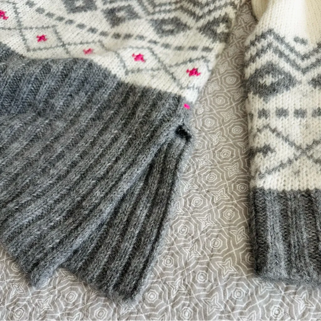 Label + Thread Greta Fairisle Crewneck Ski Sweater Alpaca Wool Peru Size XS Gray - Image 6