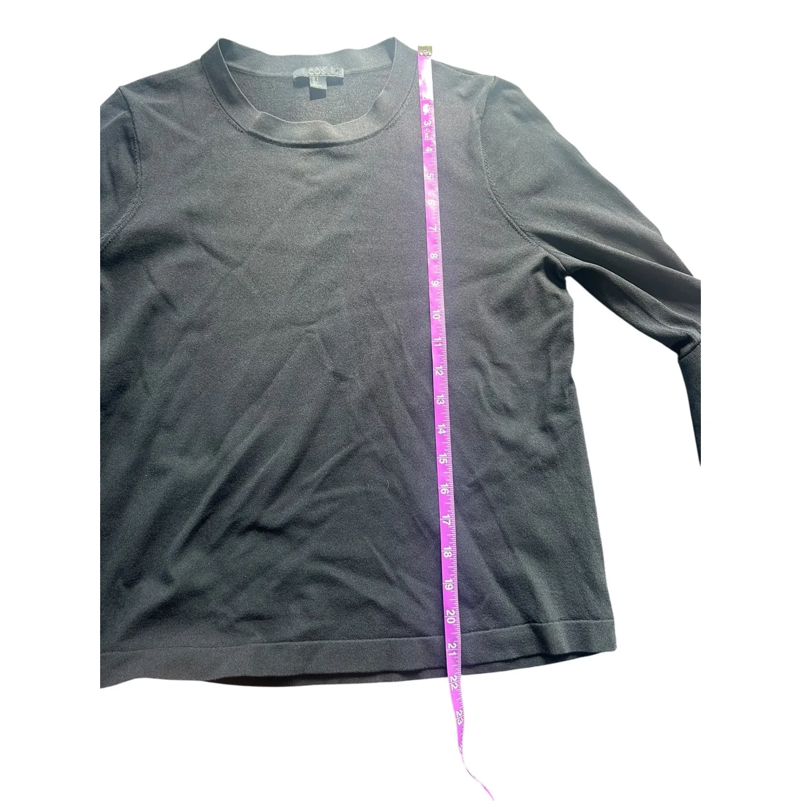 COS Women's Black Long Sleeve Knit Top with Dramatic Fluted Bell Sleeves - Image 3