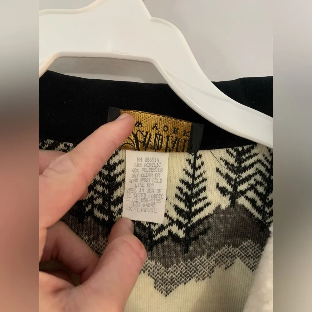 VTG Teddy Jacket David Paul New York Sherpa Soft Black White Mountains Hippie M Size M - Image 5