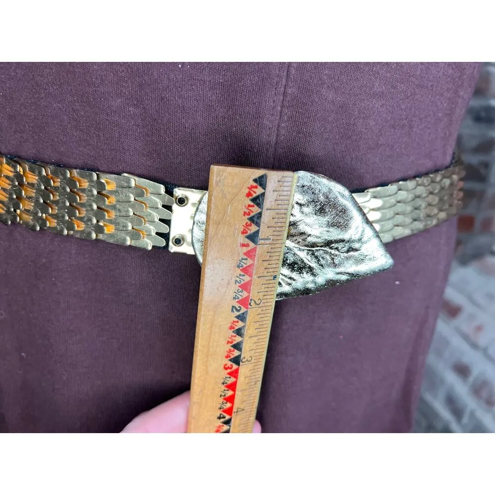 belt fish scale leaf buckle gold elastic - Image 2