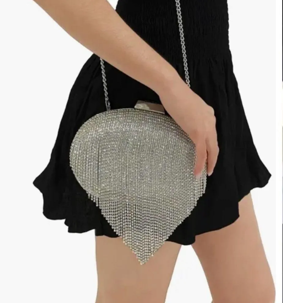 Olga Berg Bria Crystal Fringe Clutch - Image 3