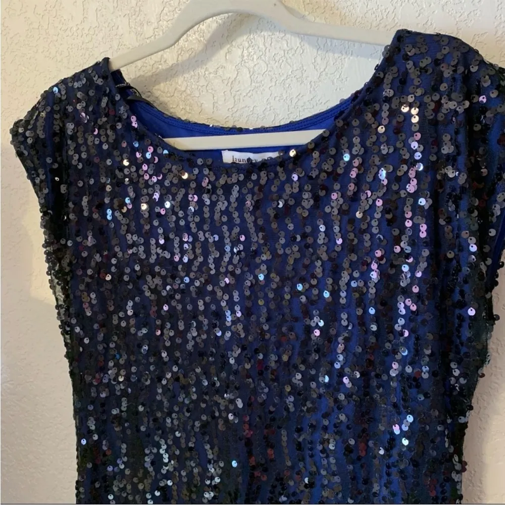 Laundry by Design Black and Blue Sequin Formal Shift Dress - Image 3