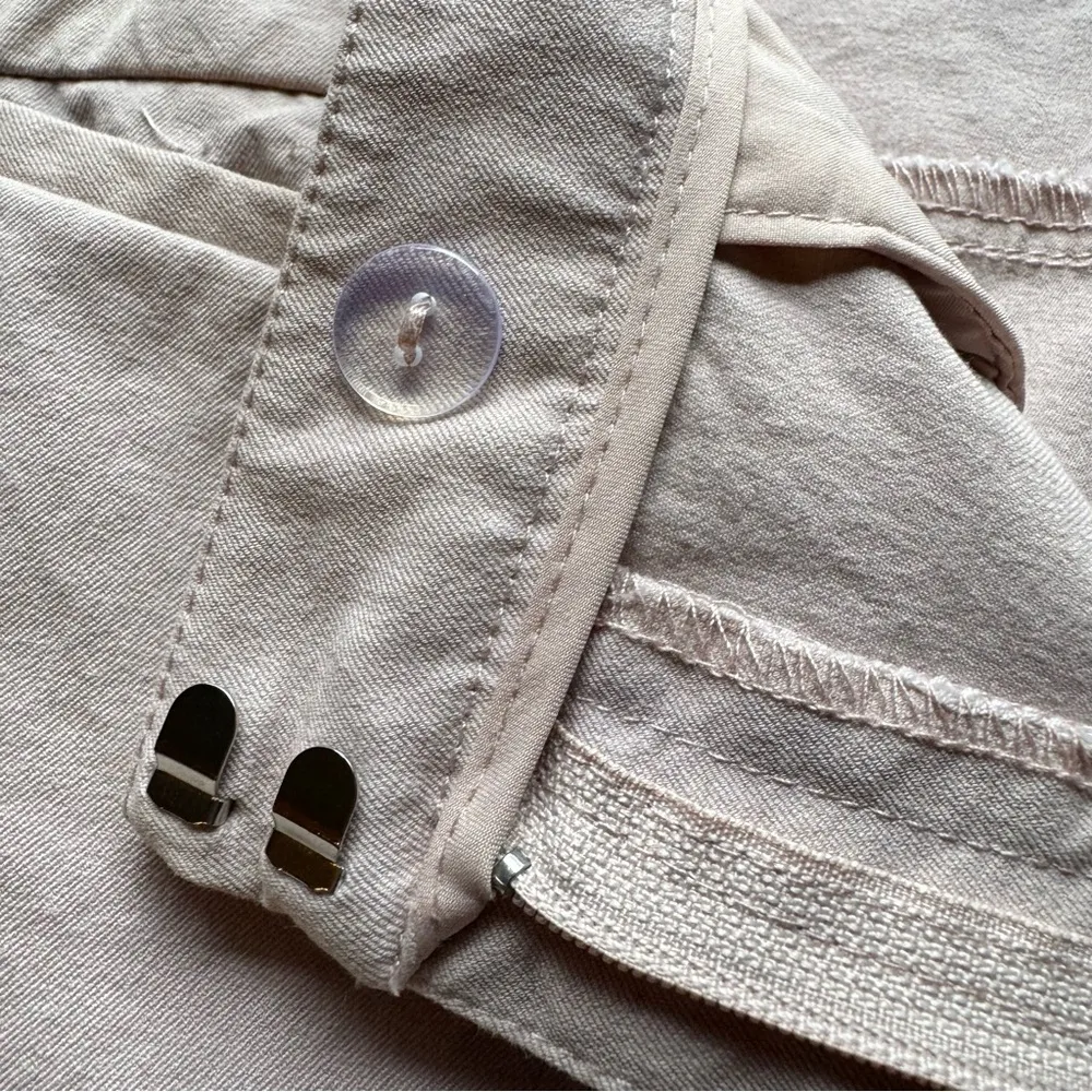 Light Mauve Beige Cotton Blend Flat Front Ankle Pants Size 12 - Image 8