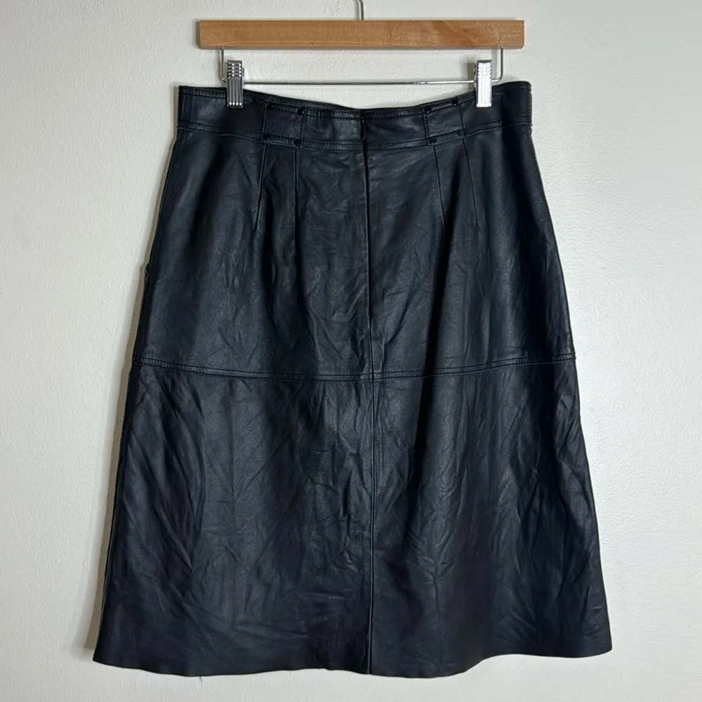Worth New York ladies black 100% leather lined skirt size 10 - Image 6