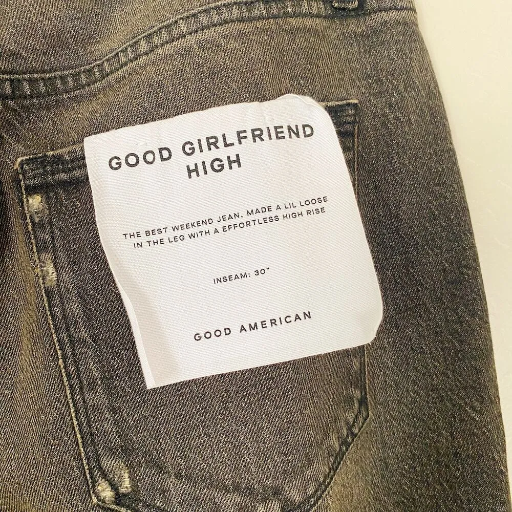 Good American Good Girlfriend High Rise Black Vintage Denim Jeans Size 6/28 - Image 5
