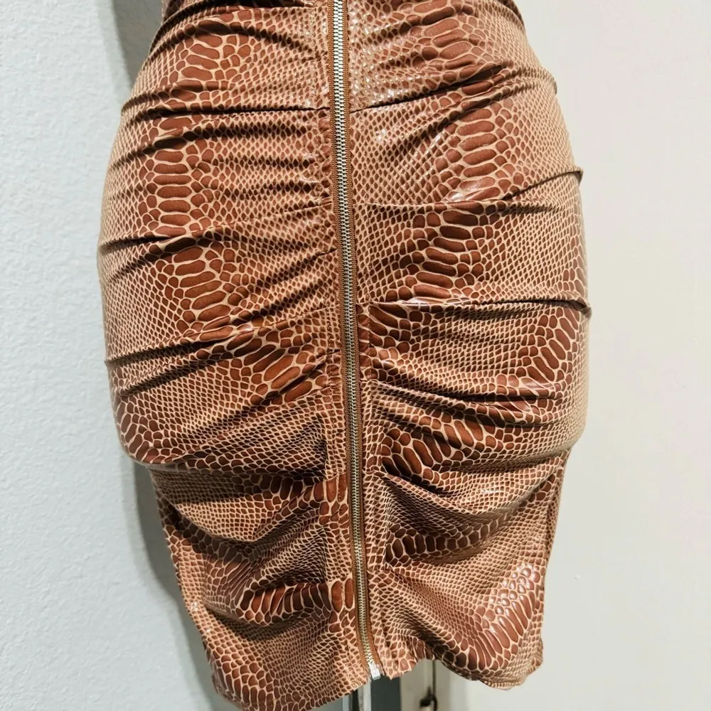 Queen Maria Women Brown Sleeveless Sweetheart Neck Zippered Night Out Dress Sz S - Image 4