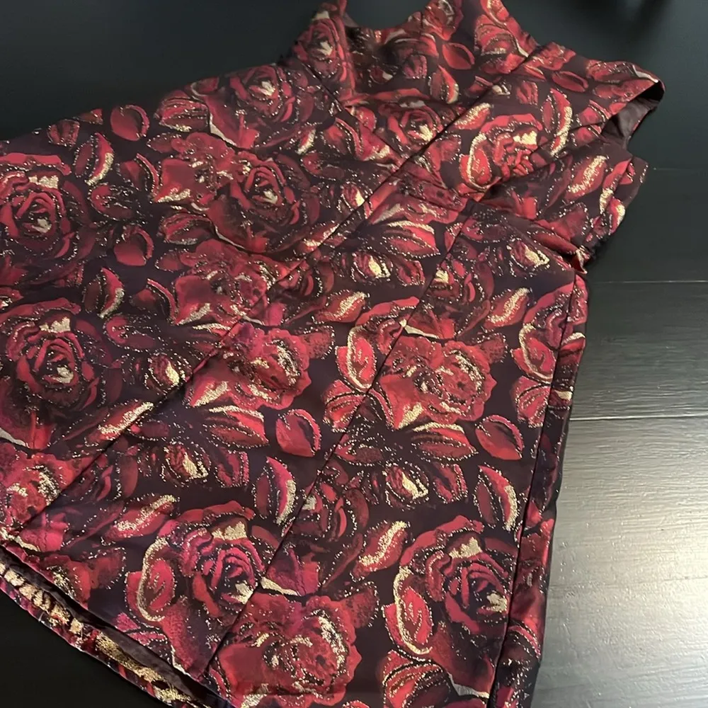 Motherhood maternity Floral Sleeveless Dress in Red and Gold - Image 6