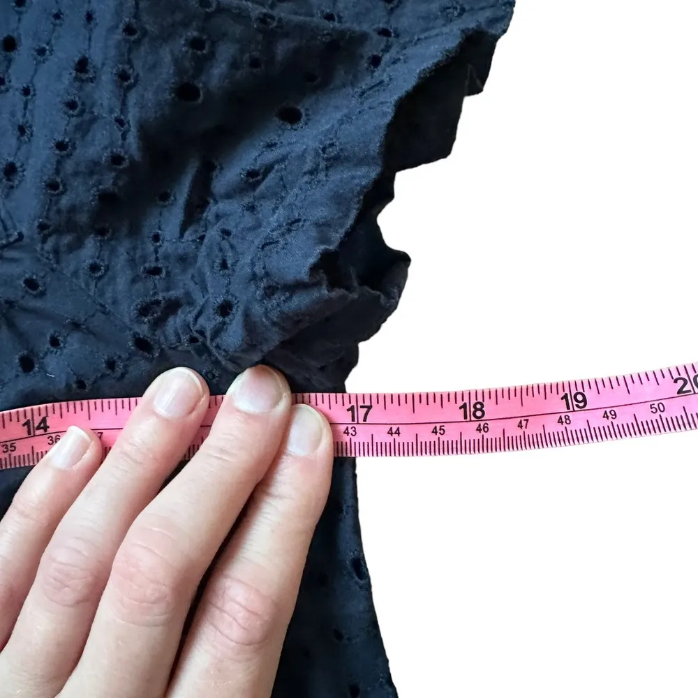 Madewell Eyelet Seamed Button-Down Shirt Navy Blue - Image 9