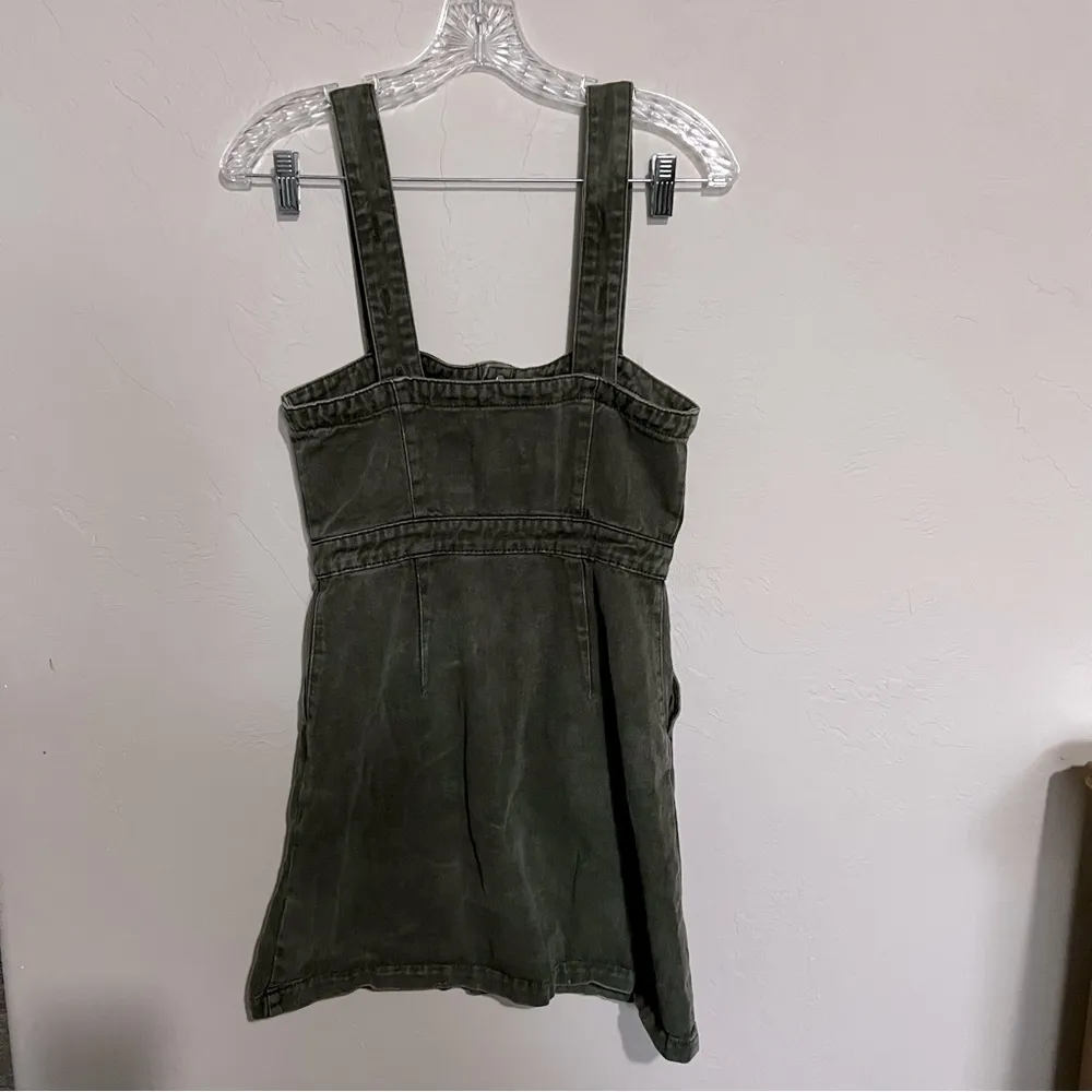 Thrills Catherine Olive Green Denim Button Down Overall Dress - Image 9
