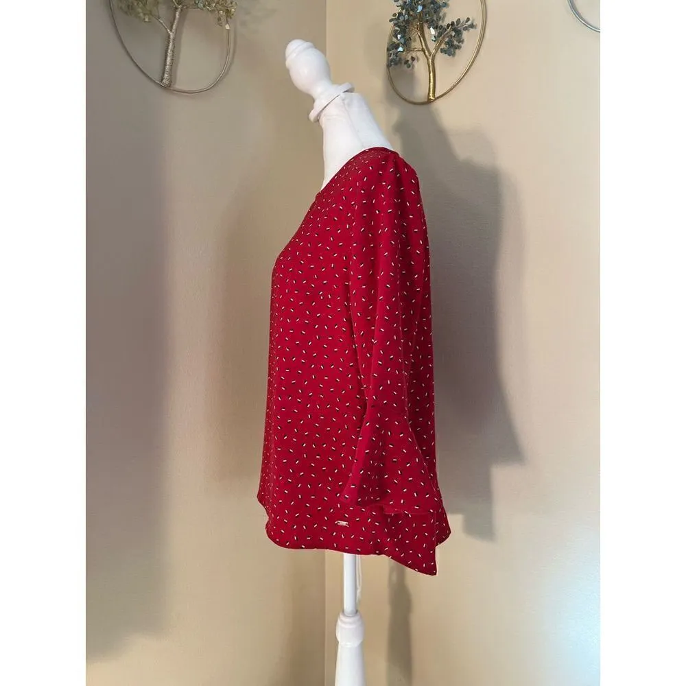 Tommy Hilfiger Red 3/4 Bell Sleeve Blouse XS - Image 4