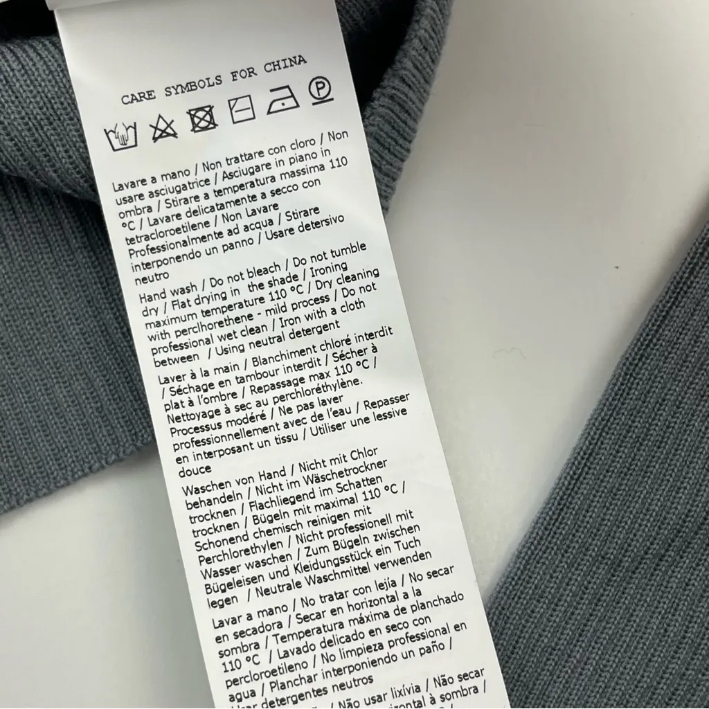 MaxMara‎ Leisure Lorena Off the Shoulder Ribbed Wool Sweater SZ XS Grey Gray NEW - Image 11