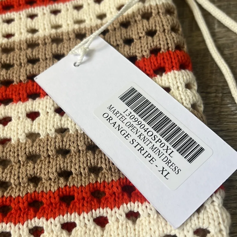 NWT Reformation Martel Open Knit Mini Dress Orange Stripe Size XL - Image 3