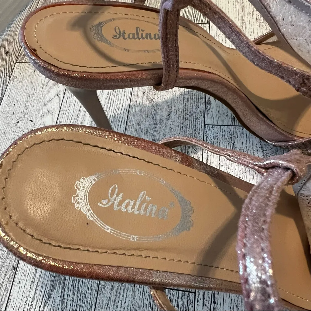 Italina Rose Gold Slingback  Heels Lace Size 8.5M Elegant Party formal - Image 11