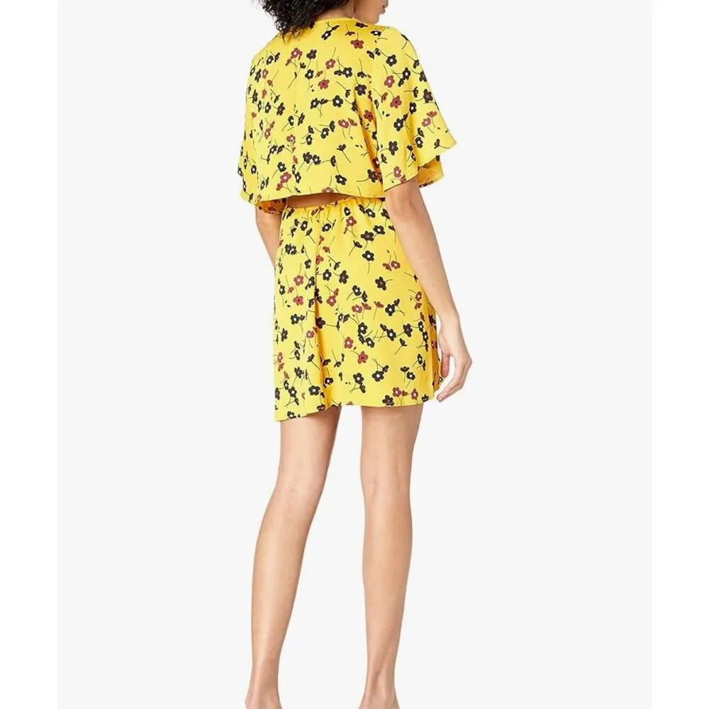 BCBGeneration Floral bow Tie Short Sleeve Dress Yellow Size XXS - Image 2