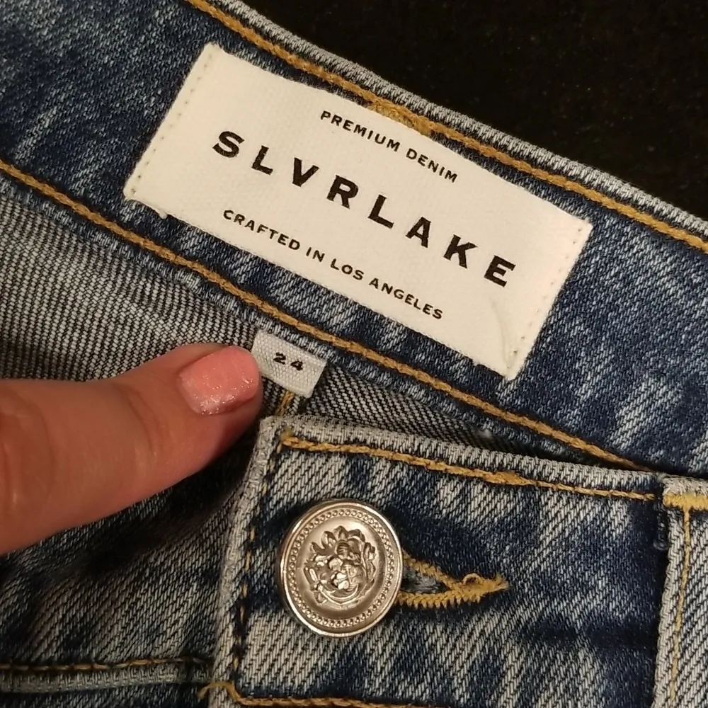 💕SLVRLAKE💕 London Crop Jeans Straight Leg High Waisted ~ Blue 24 NWOT - Image 9