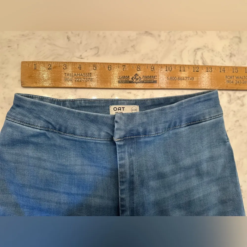 Oat New York Wide Leg High Waist Denim Jeans Light Wash Womens Sz 6 28 Boho Blue - Image 11