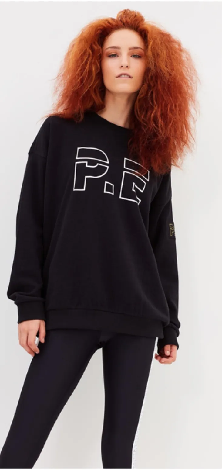 P.E. Nation Heads Up Sweatshirt Size XS Black Oversized Logo Pullover Crewneck - Image 1