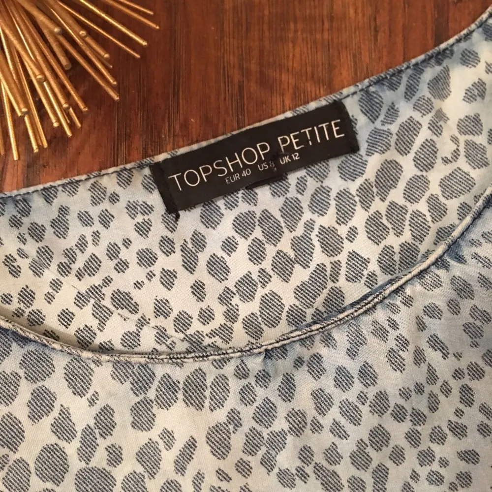 TopShop Moto Petite Blue Leopard Tie Dye Tencel Blouse - Image 5