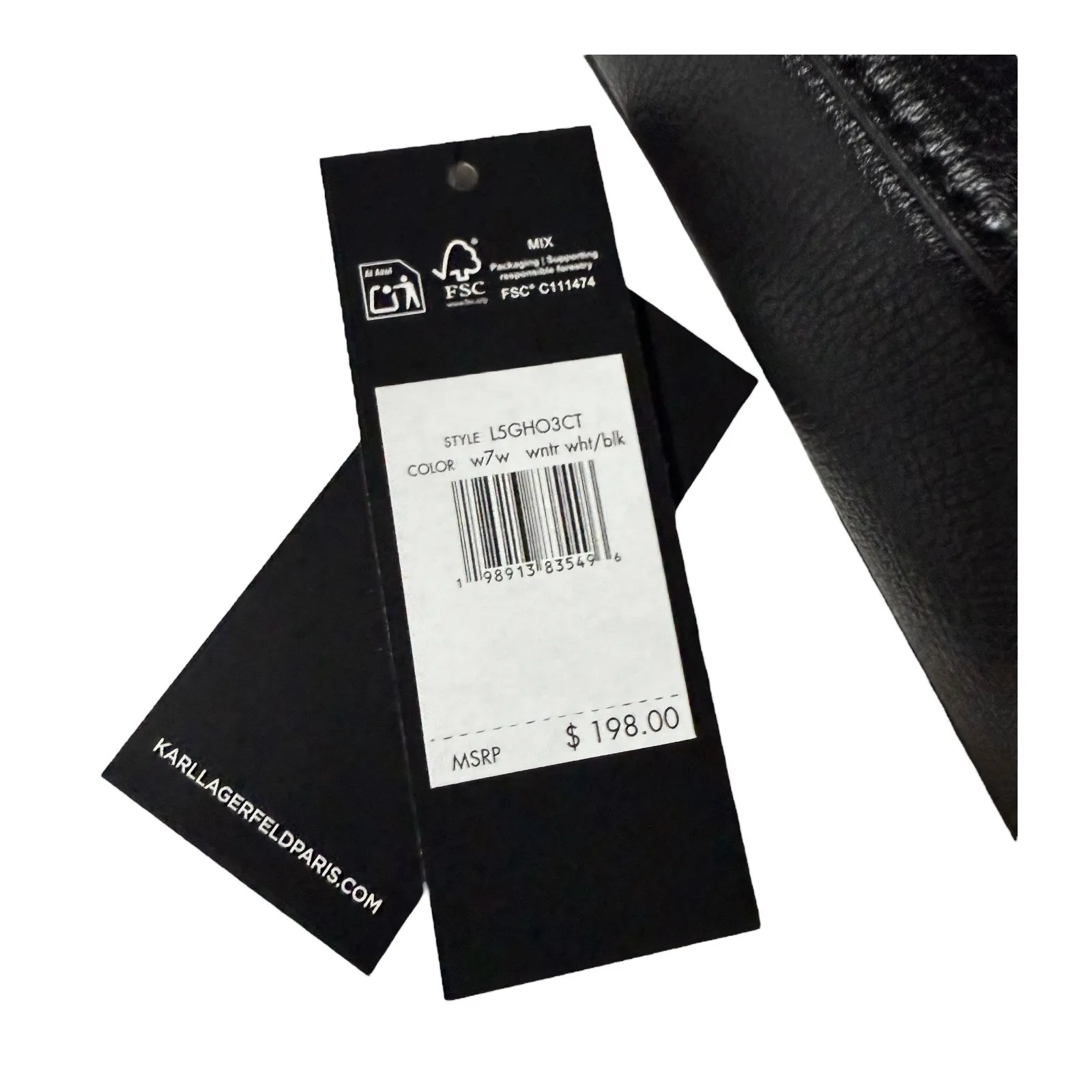 Karl Lagerfeld LEATHER SHOULDER BAG Black & White Handbag Mini Purse 10"x6" NWT! - Image 14