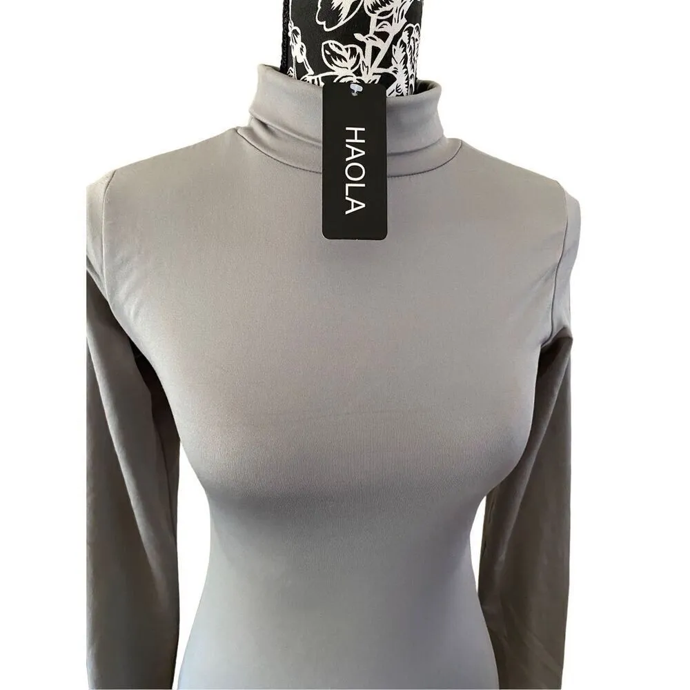 Nwt Haola Turtleneck Dress Open Back Formal Workwear Cocktail Career Professional Gray Size M - Image 5