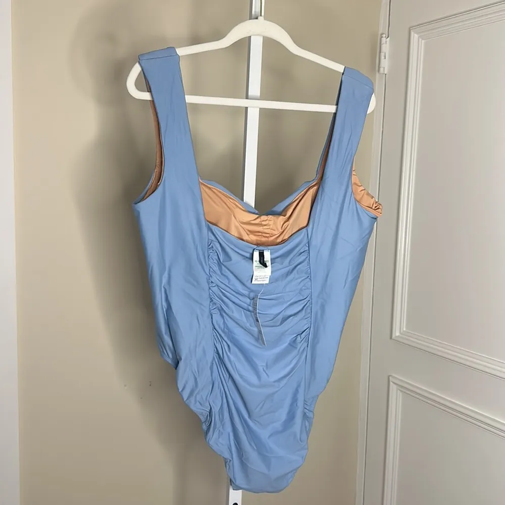 NWT J.Crew Sky Blue Ruched squareneck one-piece Size 22 - Image 3
