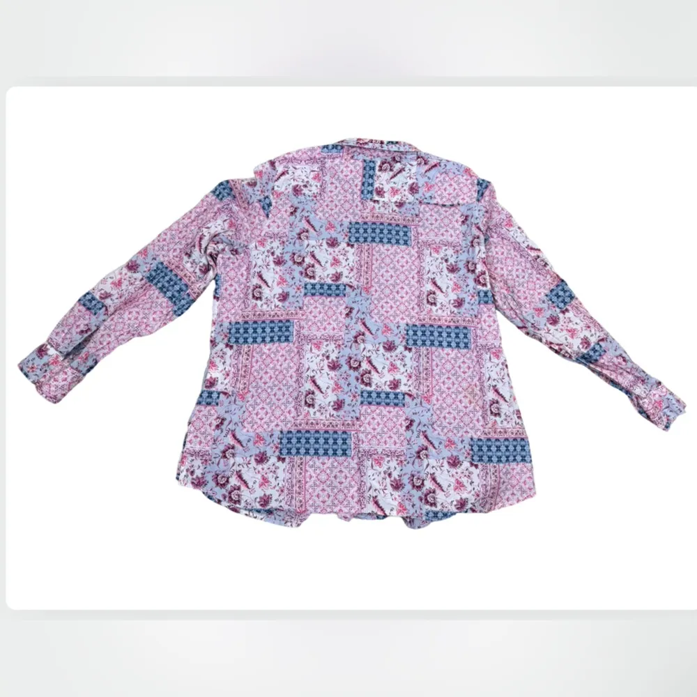 Foxcroft Zoey Boho Blooms Long Sleeve Button Down Shirt 14W 14 W Pink - Image 3