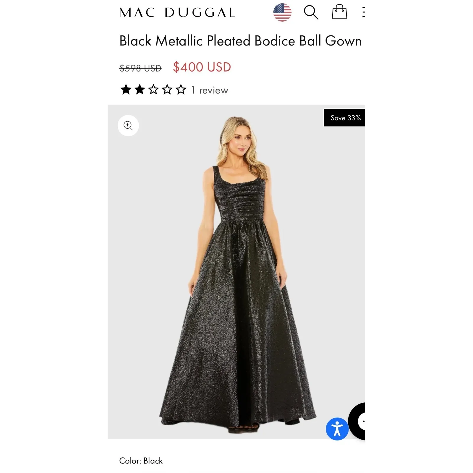 MAC DUGGAL Black Sparkle Gown Formal Evening Prom Dress 2 Whimsigoth Fairycore - Image 9