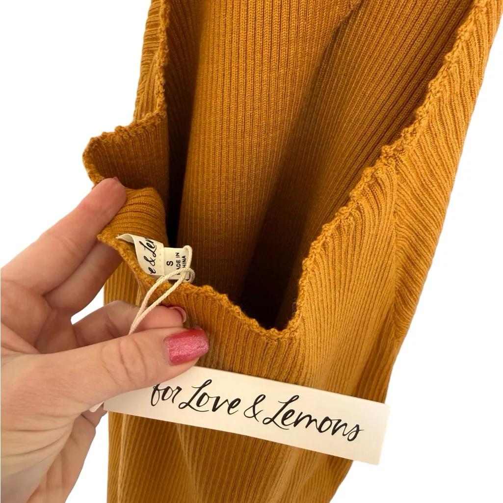 NWT For Love & Lemons Maggie Midi Knit Dress In Orange Size S Small - Image 8