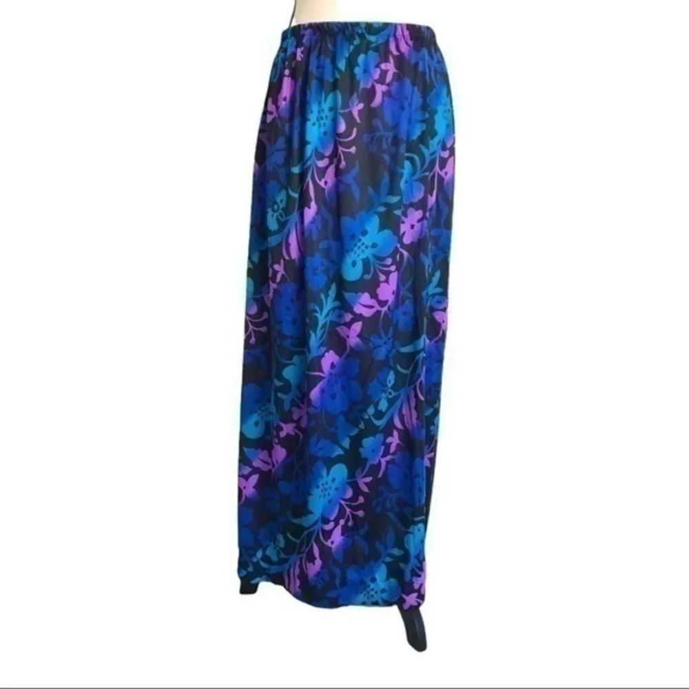 Vintage 70s Perfection Fit by Roxanne Floral Skirt Purple Size L - Image 2