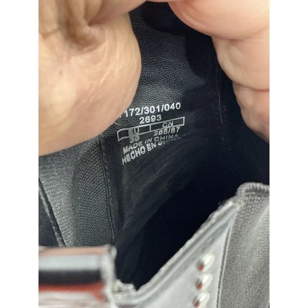 ZARA Womans  Trafaluc Pull On Ankle Boots 8.5/9 Black Stud Accents Chunky Heel - Image 7