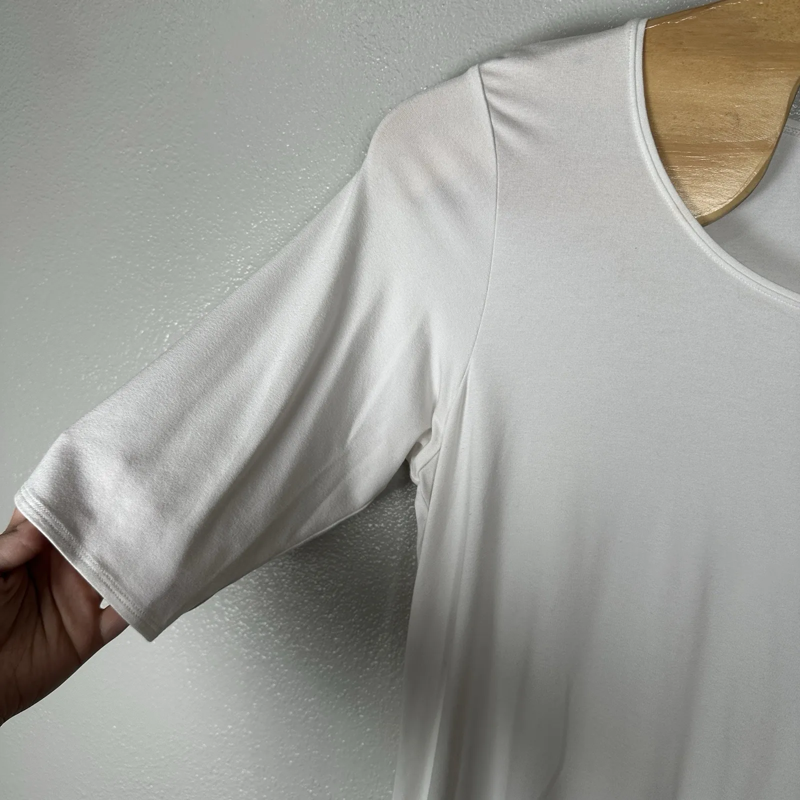 EILEEN FISHER Plus Size 1X White Half Sleeve Tunic Top Basic Closet Staple - Image 3