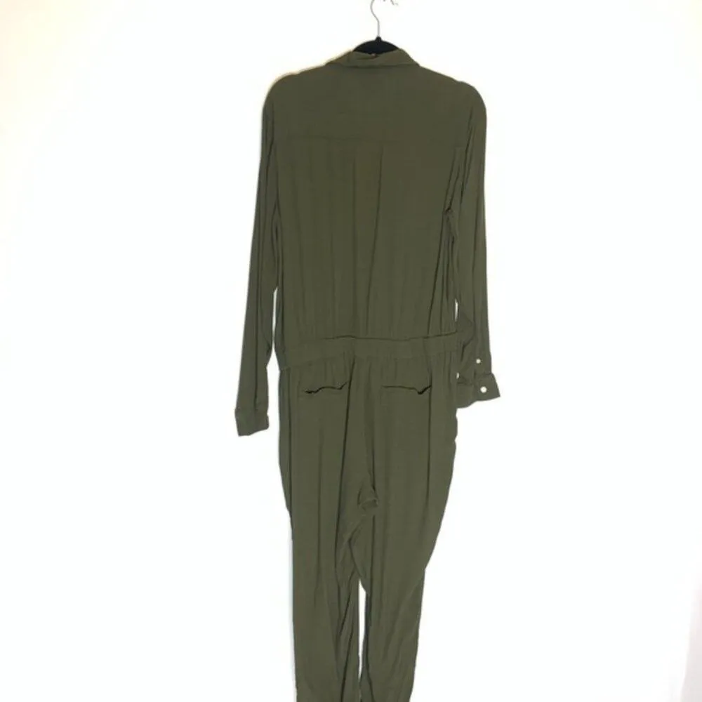 Madewell green pull on jumpsuit cover all sz XL - Image 4