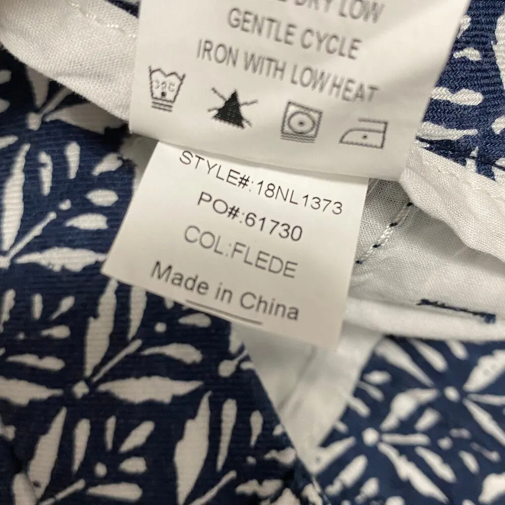 Level 99 Womens Linen Blend Shorts Size 27 Blue Printed Summer Casual Mid Rise - Image 8