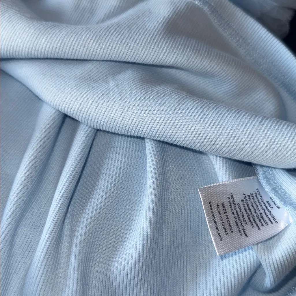 NWOT Anthropologie Dolan  Tulle Ruffle Sleeve Tank Blue Ribbed Knit Top - Image 9