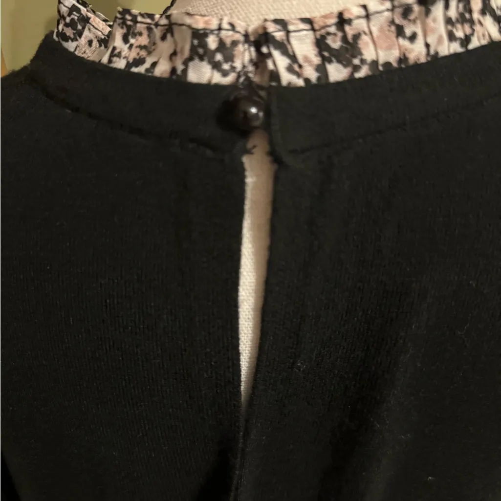 Vila Milano Sweater Size M Long Sleeve Animal Print Ruffle Neck&Cuffs Wool Blend - Image 6