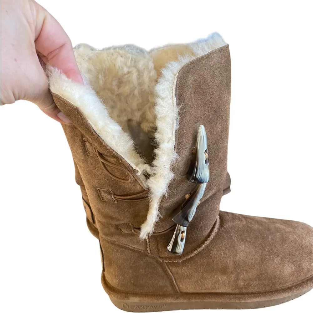 Bearpaw Jade Brown Suede Upper Sheepskin Wool Lined Toggle closure Winter Boots - Image 5
