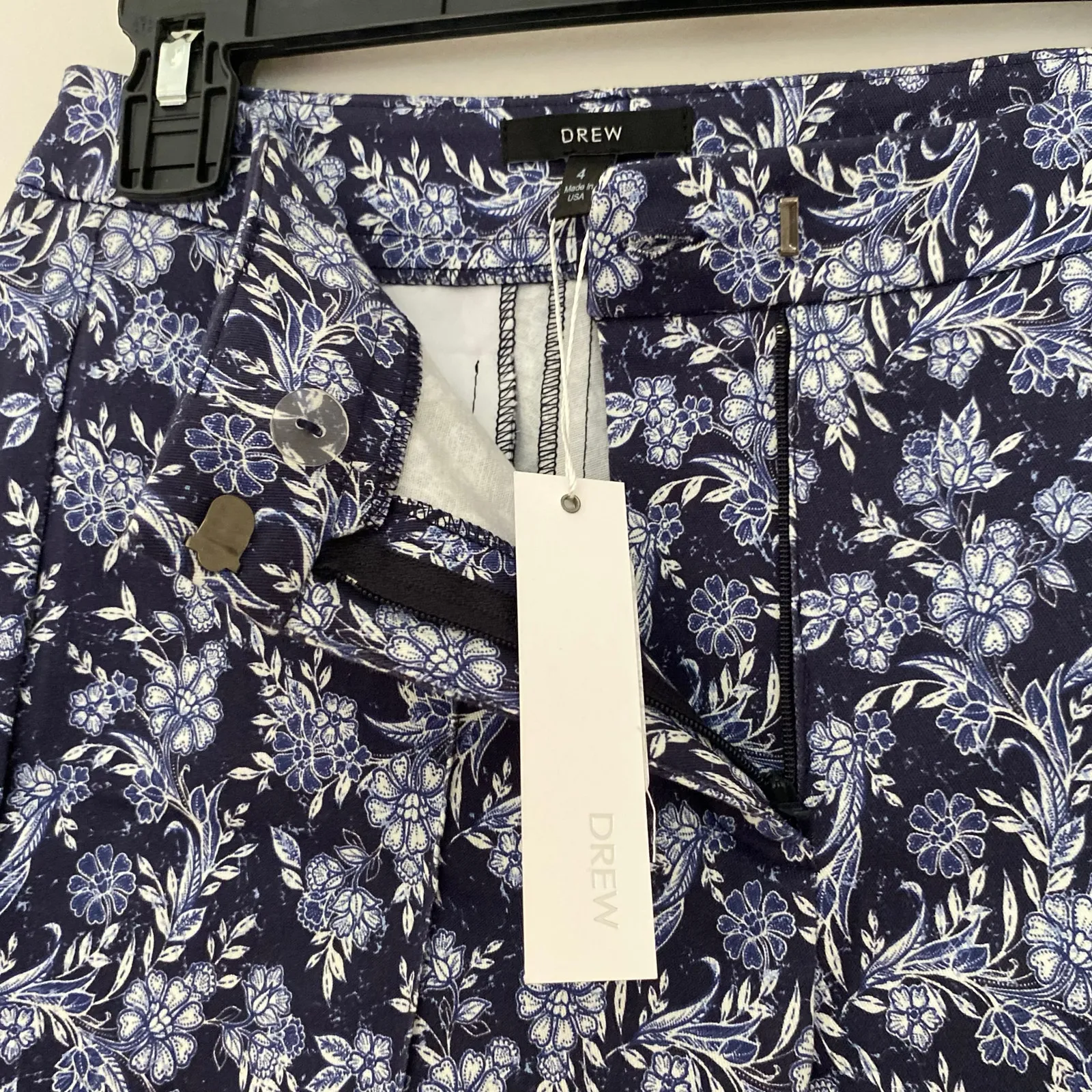NWT Drew Angelica Dayna Bluebird Floral Paisley Cropped Pants Indigo Navy Blue 4 - Image 7