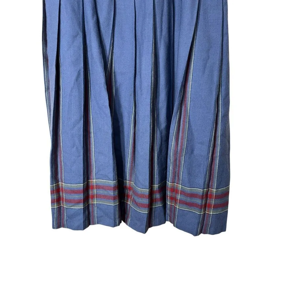 Vintage LL Bean Skirt Women’s Wool Midi Pleated Scotland Preppy Blue Size 16 - Image 3