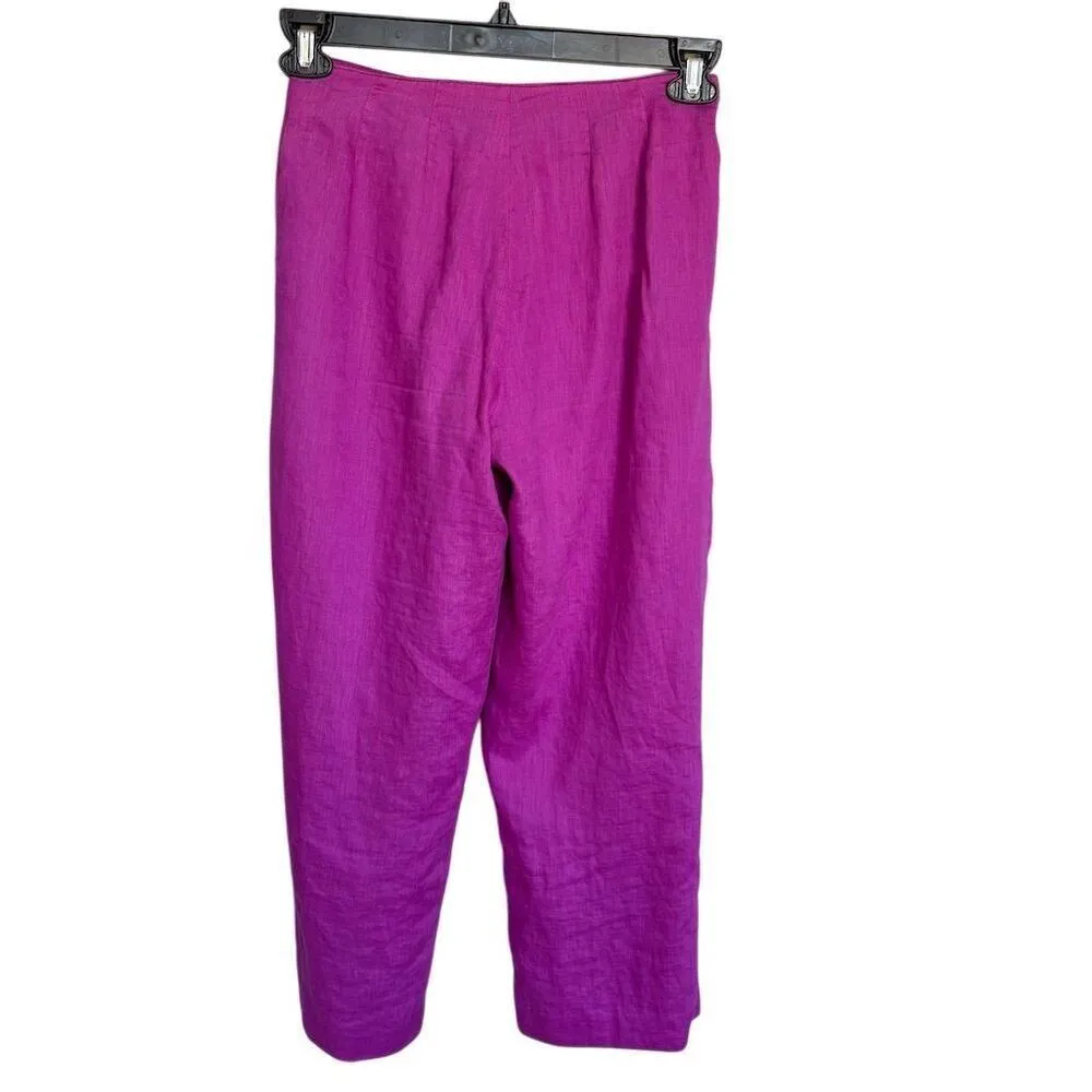 Nygard Women's Magenta Pink Linen Cropped Pants Small Casual Solid - Image 3