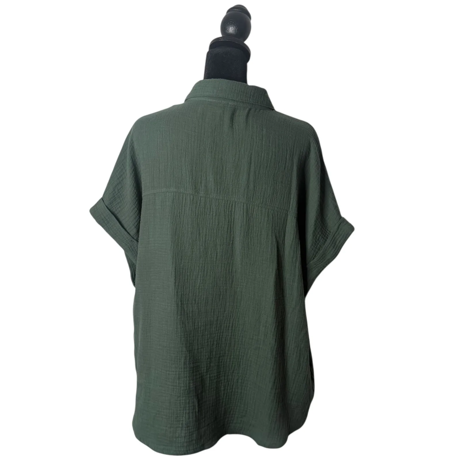 Jessica‎ Simpson Gauze Button Down Shirt Green Women Size L Minimalist Coastal - Image 4