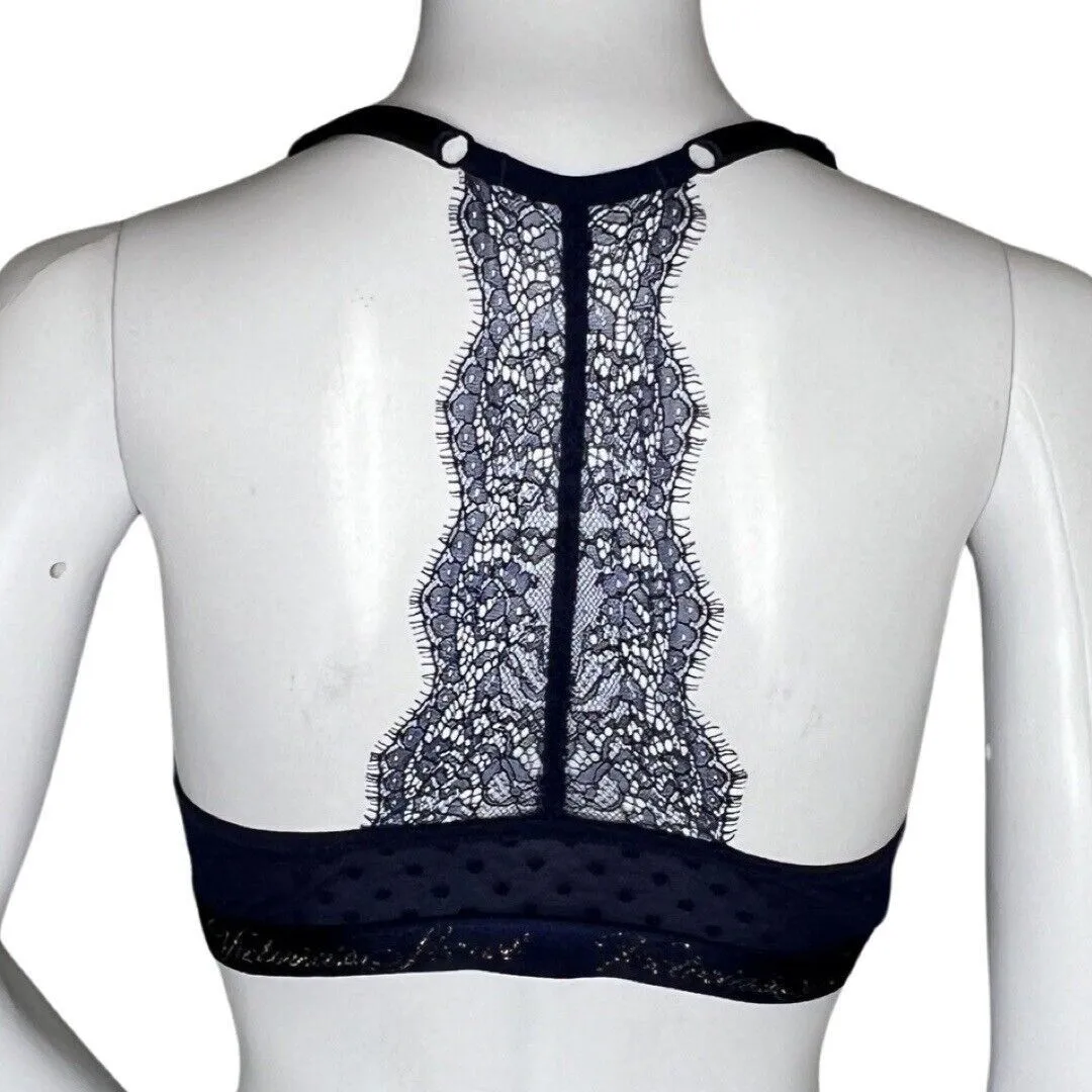 Victorias Secret Bra T-Shirt Push-Up‎ Full Coverage 34D Navy Blue Lace Racerback - Image 4
