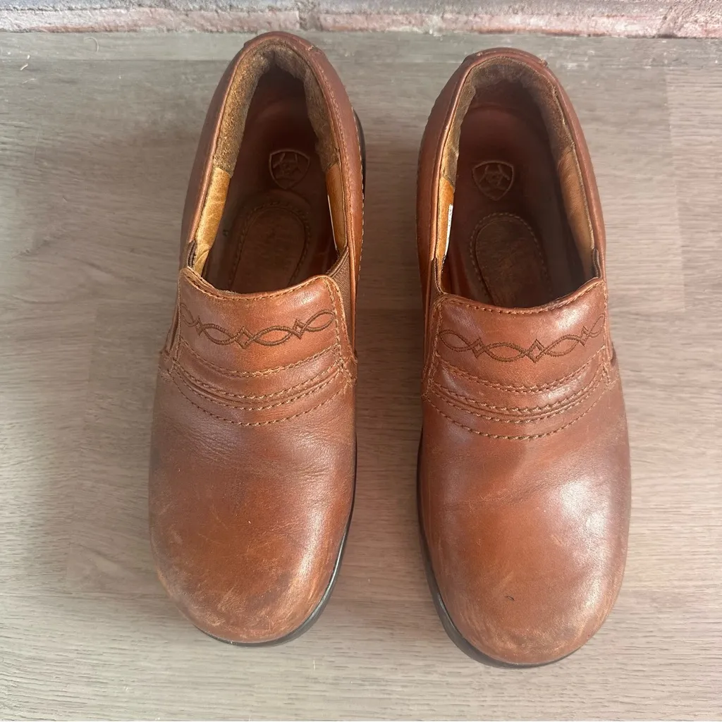 Ariat Expert Safety Leather Clogs Composite Toe Women’s 8 Tan Work - Image 2