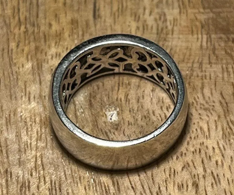 JWBR Artisan White Enamel & Diamond Floral Scroll 925 Sterling Silver Band Ring - Image 10