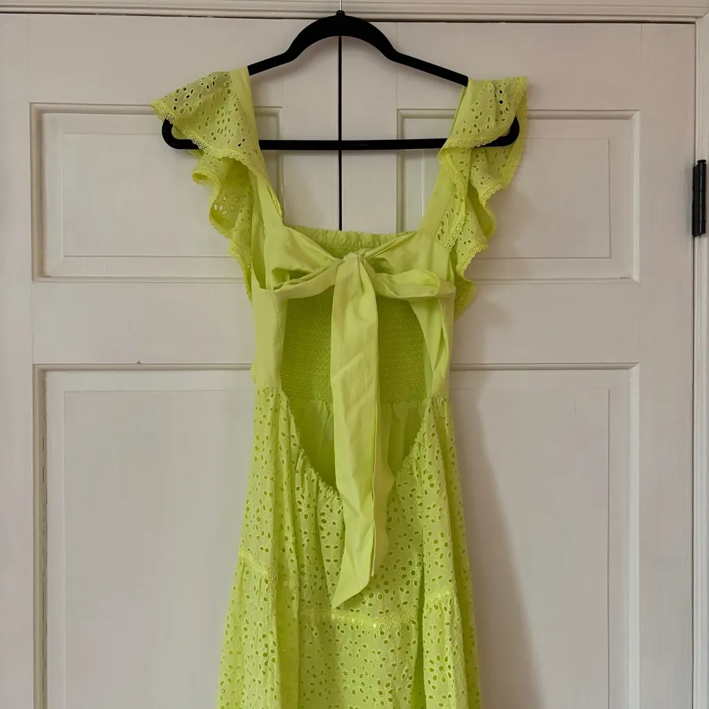 Alice + Olivia Jules Tie-Back Paneled Maxi Dress Size 4 Eyelet Neon Lace Spring - Image 11